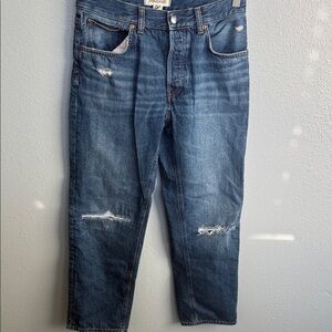 Madewell the dean easy straight crop size 25 Relaxed Blue Jeans